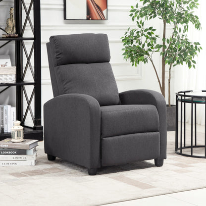 Fabric Recliner Chair Manual Home Theater Seating Single Reclining Sofa Chair with Padded Seat for Living Room, Dark Grey Single Sofas   at Gallery Canada