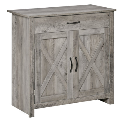 Farmhouse Barn Door Sideboard Accent Buffet Storage Cabinet Coffee Bar for Living Room, Entryway, Ash Grey Bar Cabinets Ash Grey  at Gallery Canada