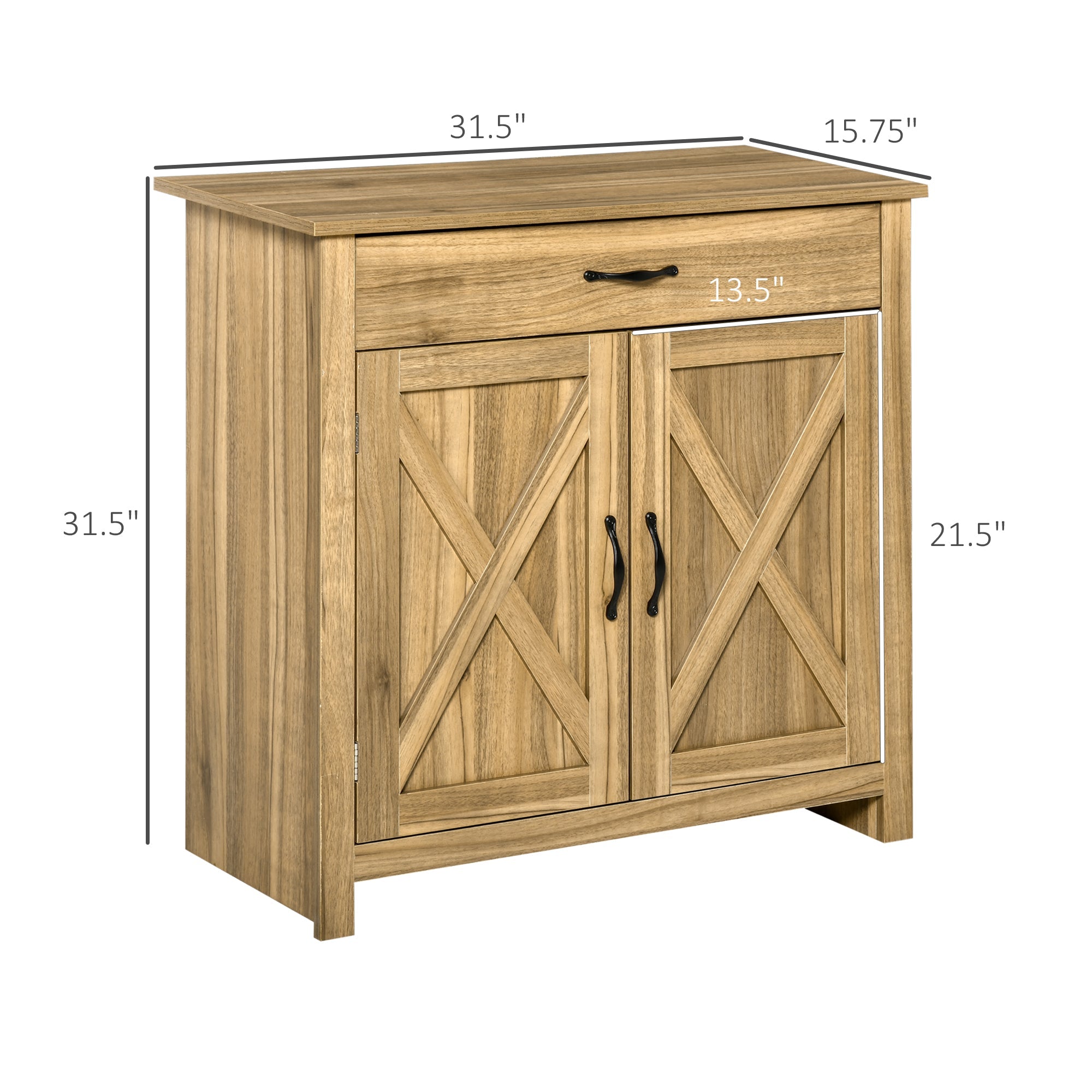 Farmhouse Barn Door Sideboard Accent Buffet Storage Cabinet Coffee Bar for Living Room, Entryway, Brown Bar Cabinets   at Gallery Canada