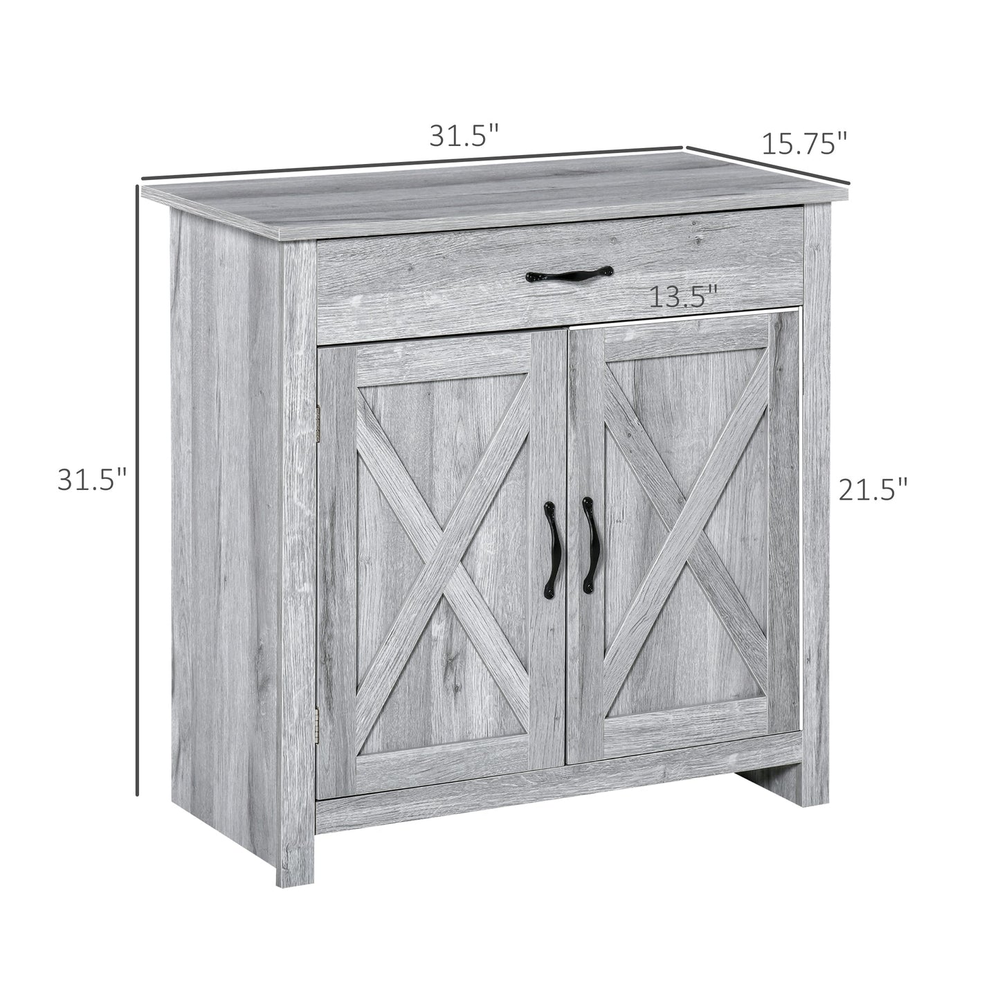 Farmhouse Barn Door Sideboard Accent Buffet Storage Cabinet Coffee Bar for Living Room, Entryway, Grey Bar Cabinets   at Gallery Canada