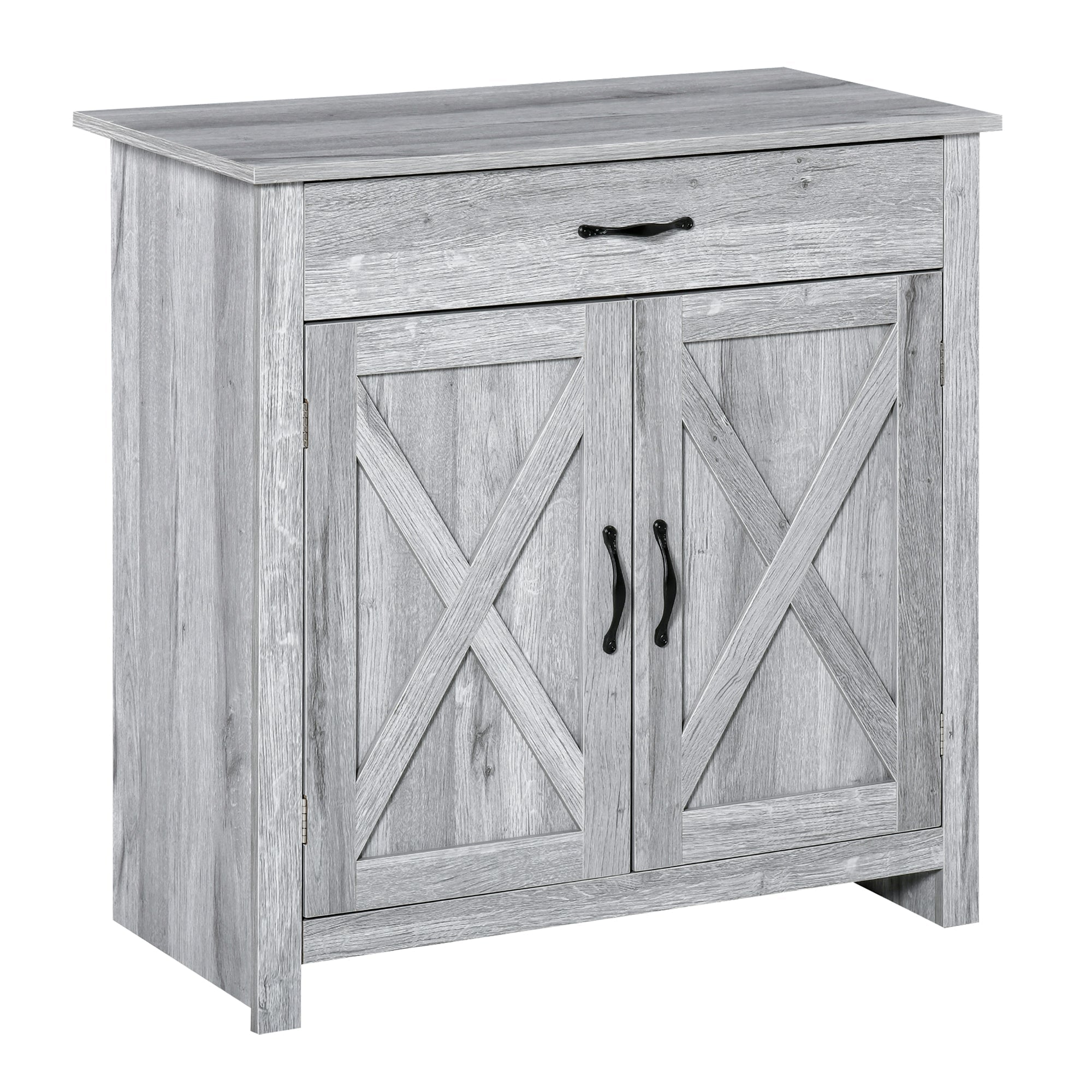 Farmhouse Barn Door Sideboard Accent Buffet Storage Cabinet Coffee Bar for Living Room, Entryway, Grey Bar Cabinets Grey Grain  at Gallery Canada