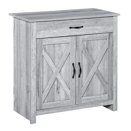 Farmhouse Barn Door Sideboard Accent Buffet Storage Cabinet Coffee Bar for Living Room, Entryway, Grey Bar Cabinets Grey Grain  at Gallery Canada