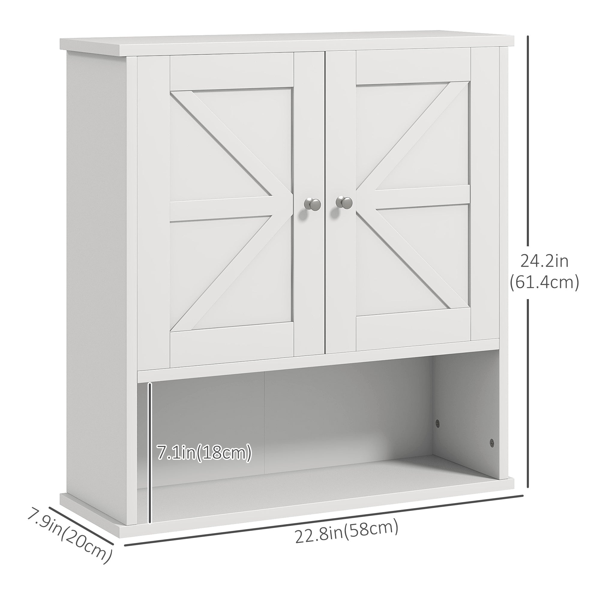 Farmhouse Bathroom Medicine Cabinet, Wall Cabinet with Barn Doors, and Adjustable Shelf for Laundry Room, White Bathroom Cabinets   at Gallery Canada