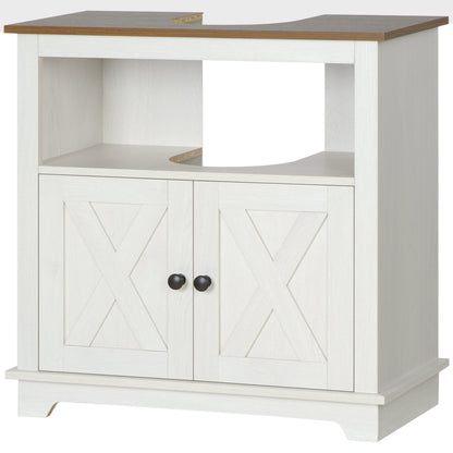 Farmhouse Bathroom Sink Cabinet, Pedestal Sink Storage Cabinet with Double Doors and Shelves, White Bathroom Cabinets Multi Colour  at Gallery Canada