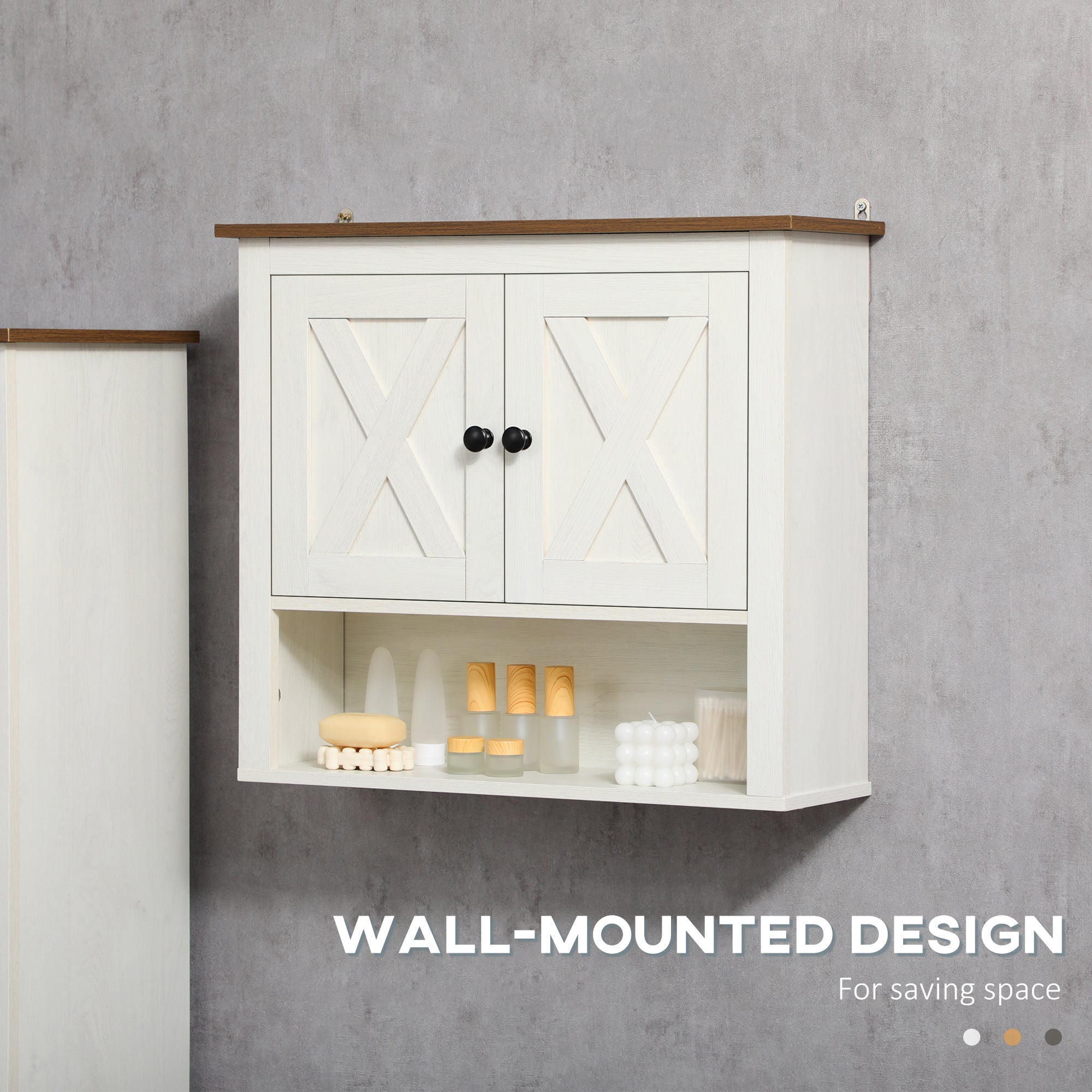 Farmhouse Bathroom Wall Cabinet, Medicine Cabinet, Over Toilet Storage Cabinet with Storage Shelves for Kitchen, Entryway, White Wall Mounted Cabinets   at Gallery Canada