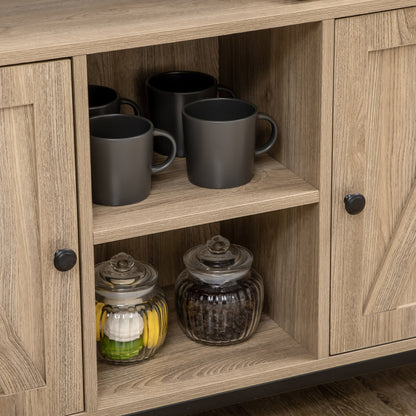 Farmhouse Buffet Cabinet, Kitchen Sideboard, Coffee Bar Table with Adjustable Shelves for Dining Room, Natural Bar Cabinets   at Gallery Canada