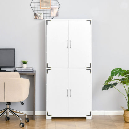 Farmhouse kitchen Pantry Storage Cabinet with 4 Doors, Cupboard with Shelves, White Kitchen Pantry Cabinets   at Gallery Canada