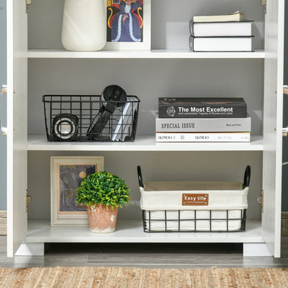 Farmhouse kitchen Pantry Storage Cabinet with 4 Doors, Cupboard with Shelves, White Kitchen Pantry Cabinets   at Gallery Canada