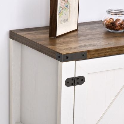 Farmhouse Kitchen Storage Cabinet, Free Standing Sideboard Console Table with Barn Doors, Bottom Shelf, White Storage Cabinets   at Gallery Canada