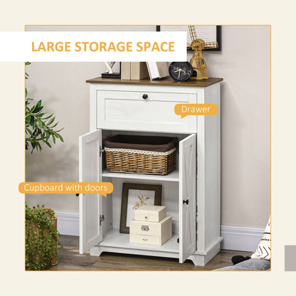 Farmhouse Sideboard Storage Cabinet with Doors and Drawer for Kitchen, Living room, 23.6" x 11.8" x 34.4", White Kitchen Pantry Cabinets   at Gallery Canada