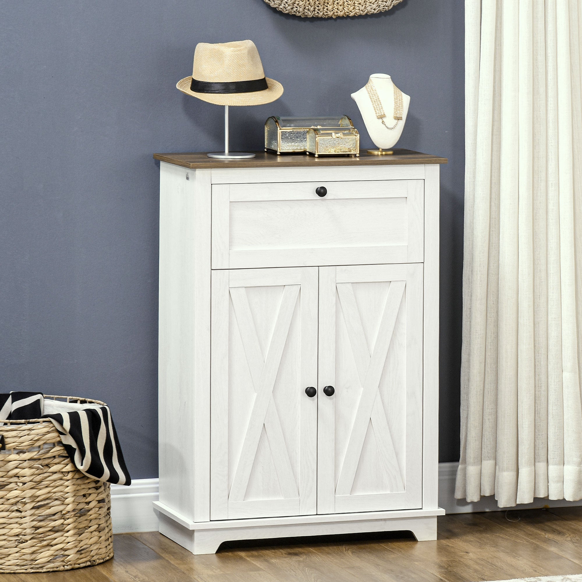 Farmhouse Sideboard Storage Cabinet with Doors and Drawer for Kitchen, Living room, 23.6