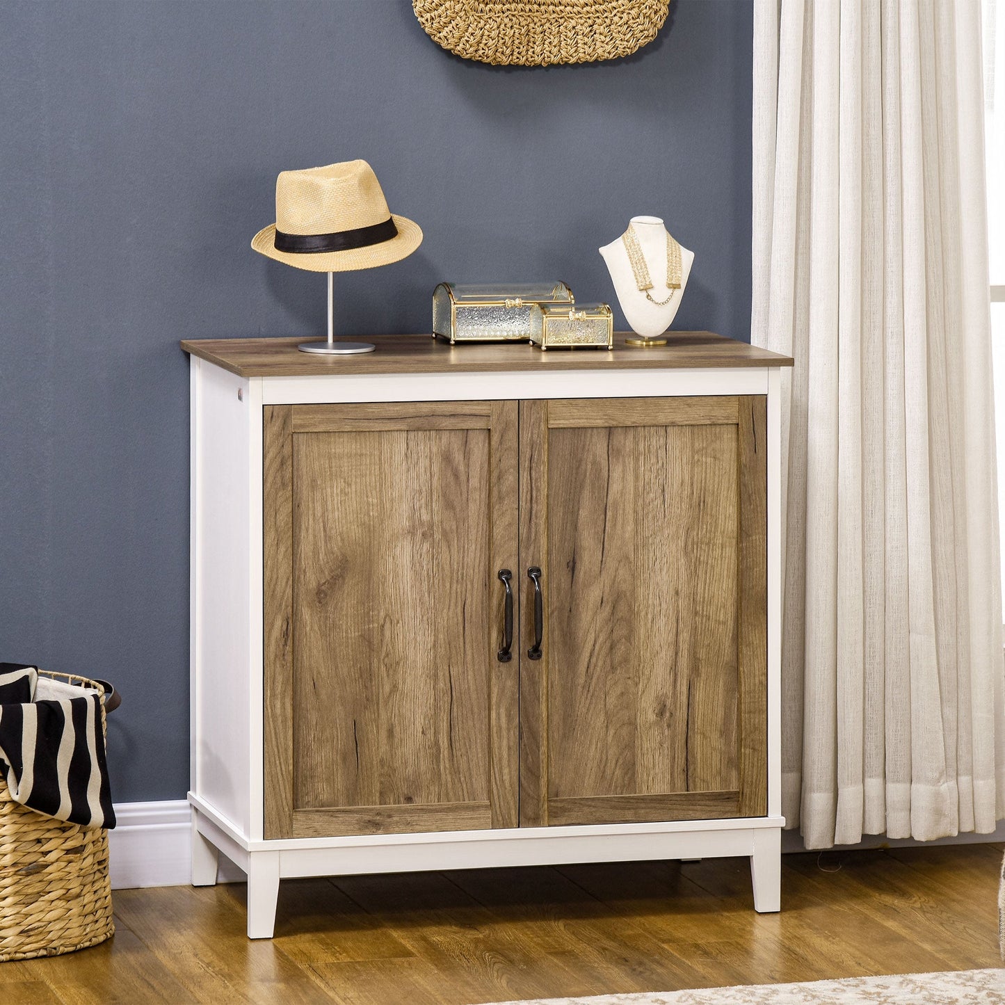 Farmhouse Sideboard, Storage Cupboard with 2 Doors and Shelves Kitchen, Living room, 30.9" x 15.4" x 30.9", Dark Oak Bar Cabinets   at Gallery Canada