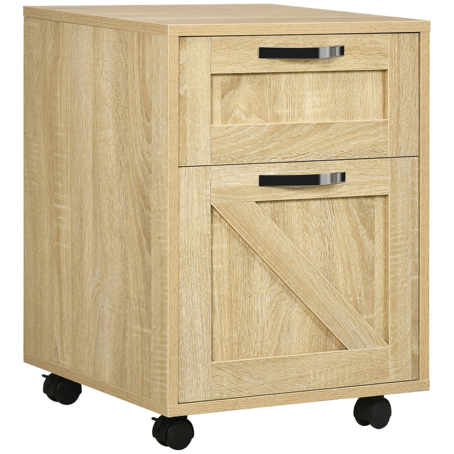 Farmhouse Vertical Filing Cabinet, 2 Drawers File Cabinet with Hanging Bars for Letter and A4 Size, Rolling Printer Stand for Home Office, Natural Office Cabinets & Cupboards Natural  at Gallery Canada