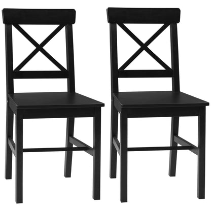 Farmhouse Wooden Dining Chairs Set of 2 with Cross Back, Black Bar Stools Black  at Gallery Canada