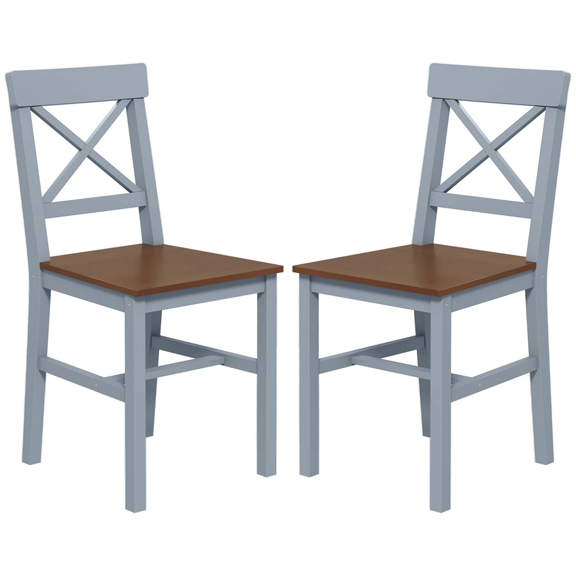 Farmhouse Wooden Dining Chairs Set of 2 with Cross Back, Grey Bar Stools Grey  at Gallery Canada