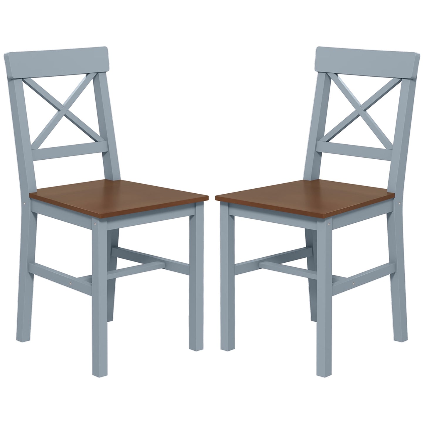 Farmhouse Wooden Dining Chairs Set of 2 with Cross Back, Grey Bar Stools Grey  at Gallery Canada