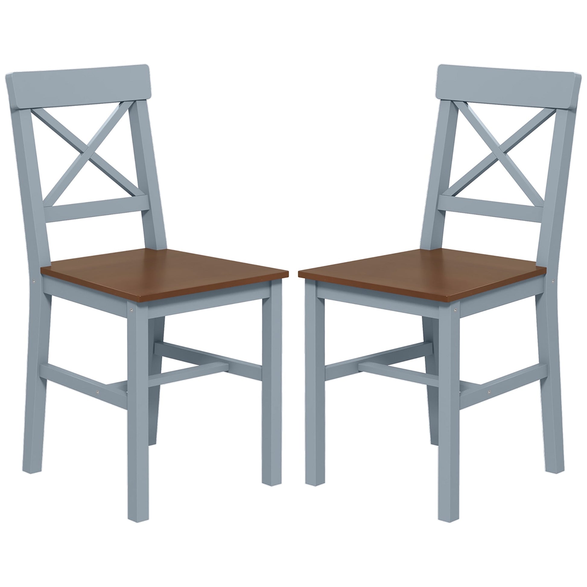 Farmhouse Wooden Dining Chairs Set of 2 with Cross Back, Grey Bar Stools Grey  at Gallery Canada