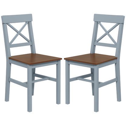 Farmhouse Wooden Dining Chairs Set of 2 with Cross Back, Grey Bar Stools Grey  at Gallery Canada