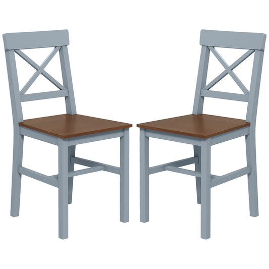 Farmhouse Wooden Dining Chairs Set of 2 with Cross Back, Grey - Gallery Canada