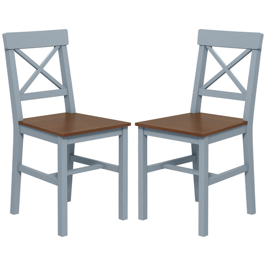 Farmhouse Wooden Dining Chairs Set of 2 with Cross Back, Grey Bar Stools Grey  at Gallery Canada