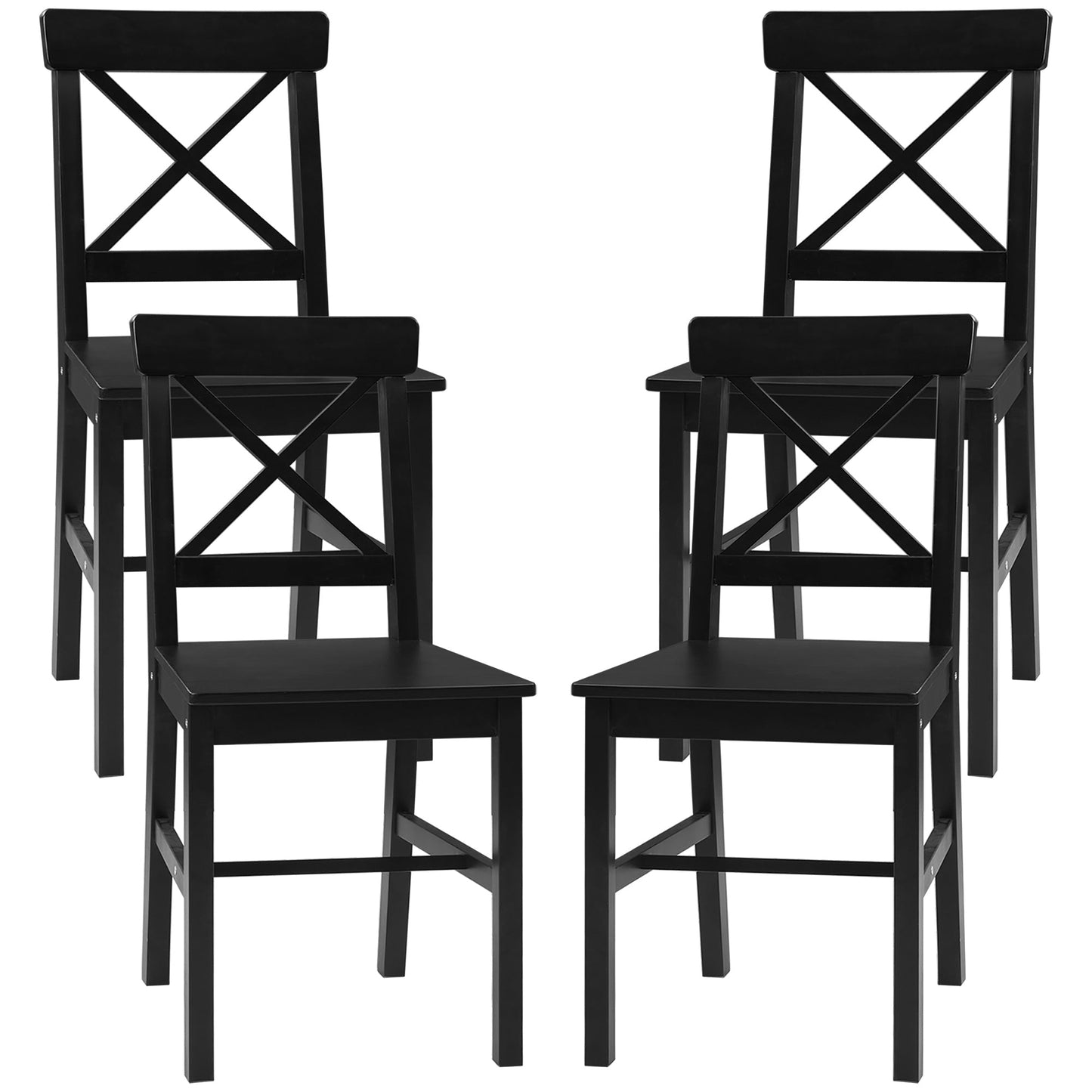 Farmhouse Wooden Dining Chairs Set of 4 with Cross Back, Black Bar Stools Black  at Gallery Canada