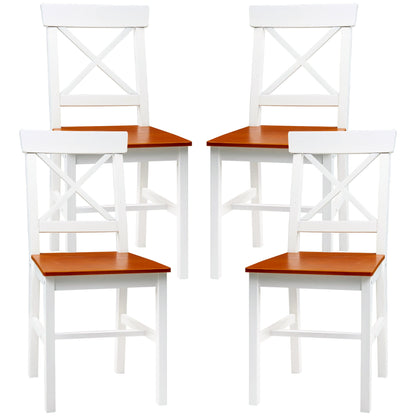 Farmhouse Wooden Dining Chairs Set of 4 with Cross Back, White Bar Stools White  at Gallery Canada