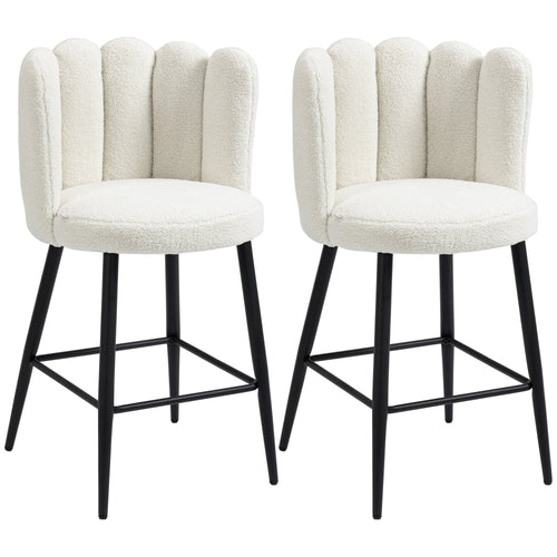 Faux Cashmere Bar Stools Set of 2 Counter Height Bar Stools with Back for Home Kitchen, 20.5