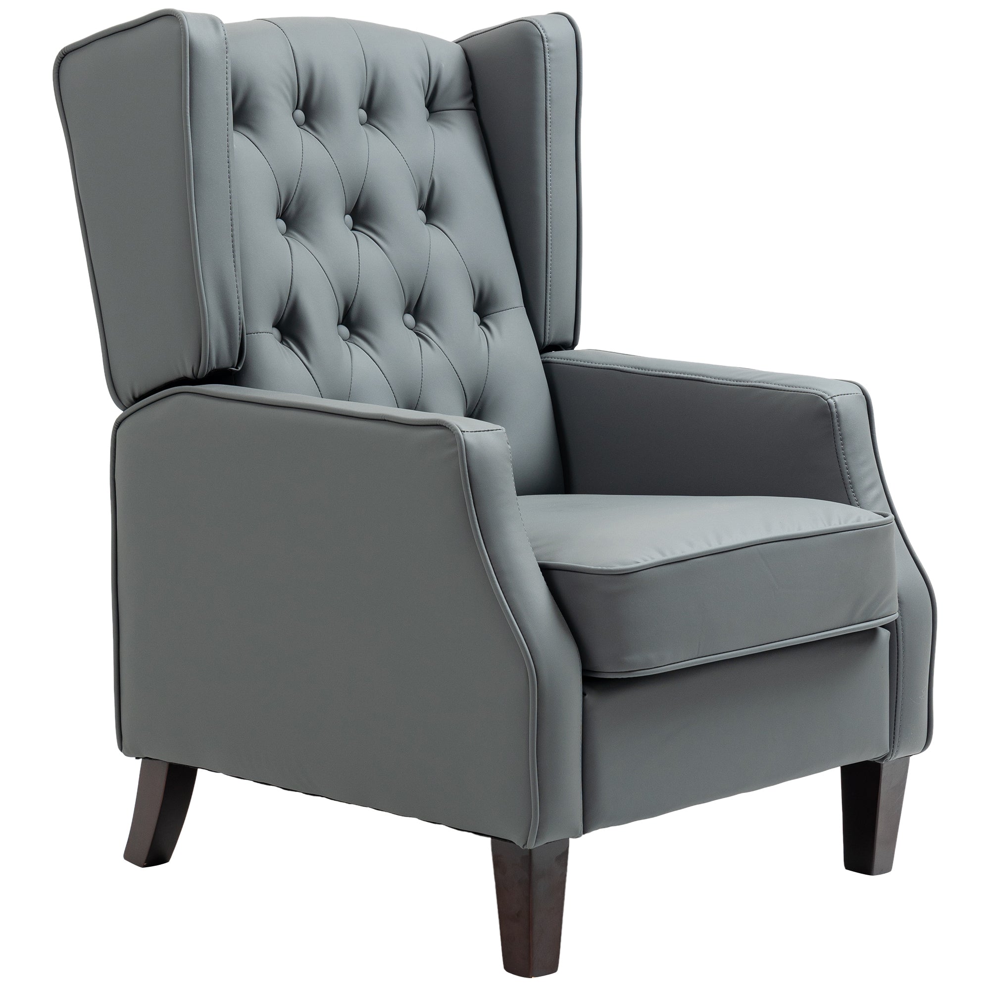 Faux Leather Armchair, Modern Accent Chair with Thick Padding for Living Room, Bedroom, Home Office, Grey Accent Chairs Grey  at Gallery Canada