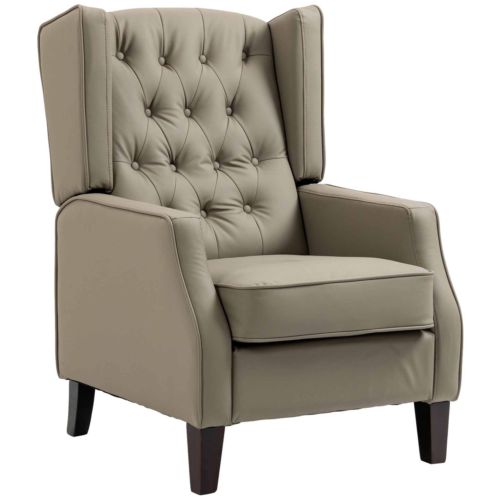 Faux Leather Armchair, Modern Accent Chair with Thick Padding for Living Room, Bedroom, Home Office, Khaki Accent Chairs Khaki  at Gallery Canada