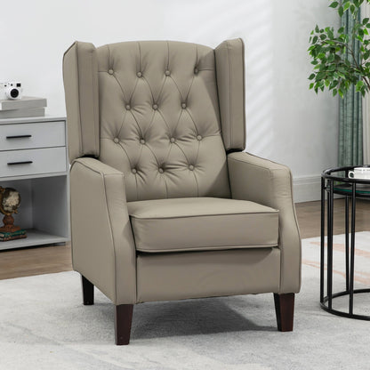 Faux Leather Armchair, Modern Accent Chair with Thick Padding for Living Room, Bedroom, Home Office, Khaki Accent Chairs   at Gallery Canada