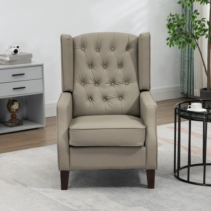 Faux Leather Armchair, Modern Accent Chair with Thick Padding for Living Room, Bedroom, Home Office, Khaki Accent Chairs   at Gallery Canada