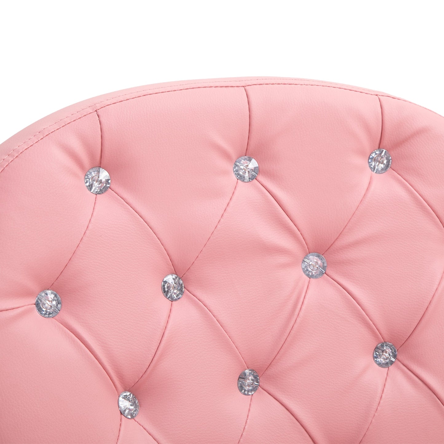 Faux Leather Vanity Office Chair, Button Tufted Swivel Chair with Adjustable Height, Padded Armrests and Tilt Function, Pink Task Chairs   at Gallery Canada