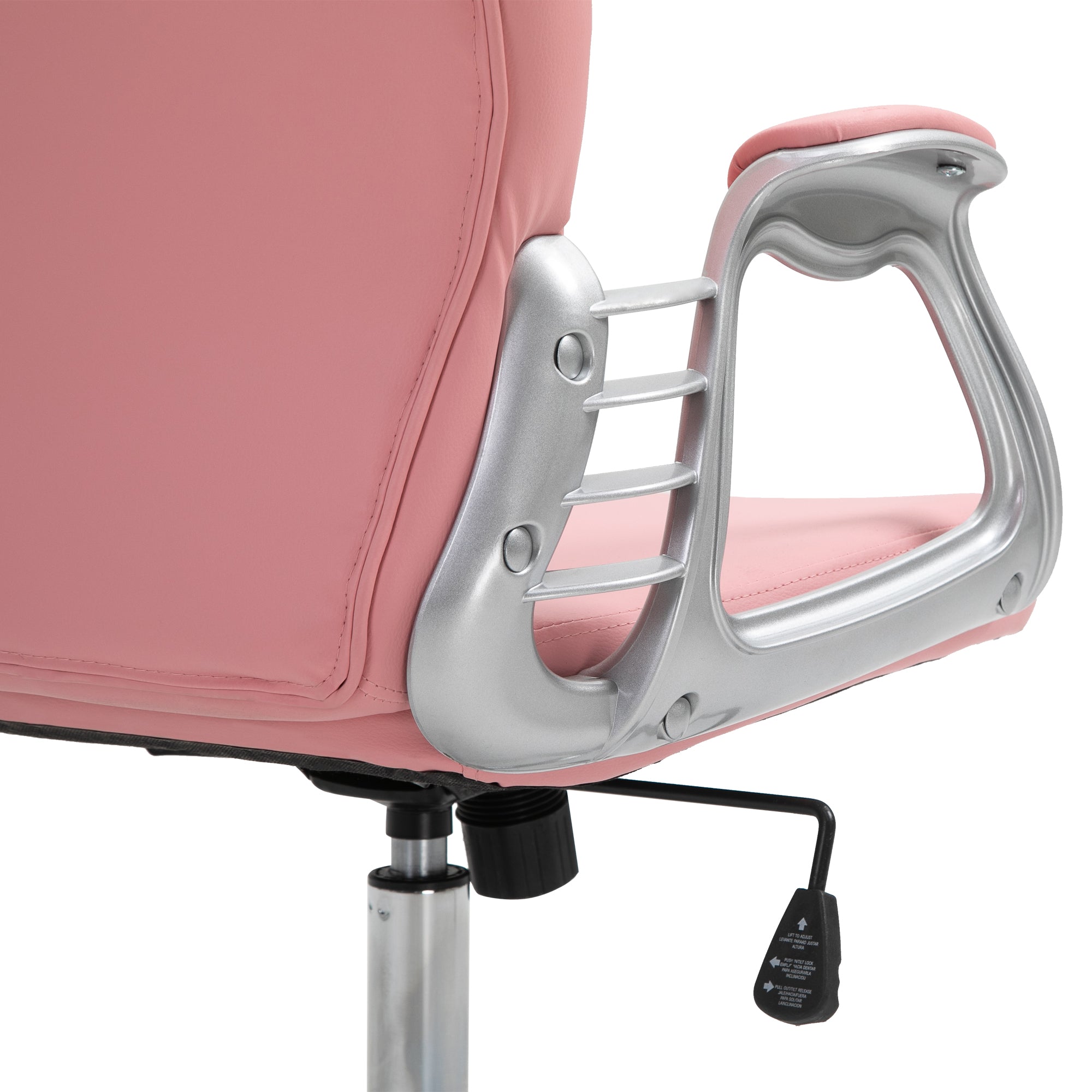 Faux Leather Vanity Office Chair, Button Tufted Swivel Chair with Adjustable Height, Padded Armrests and Tilt Function, Pink Task Chairs   at Gallery Canada