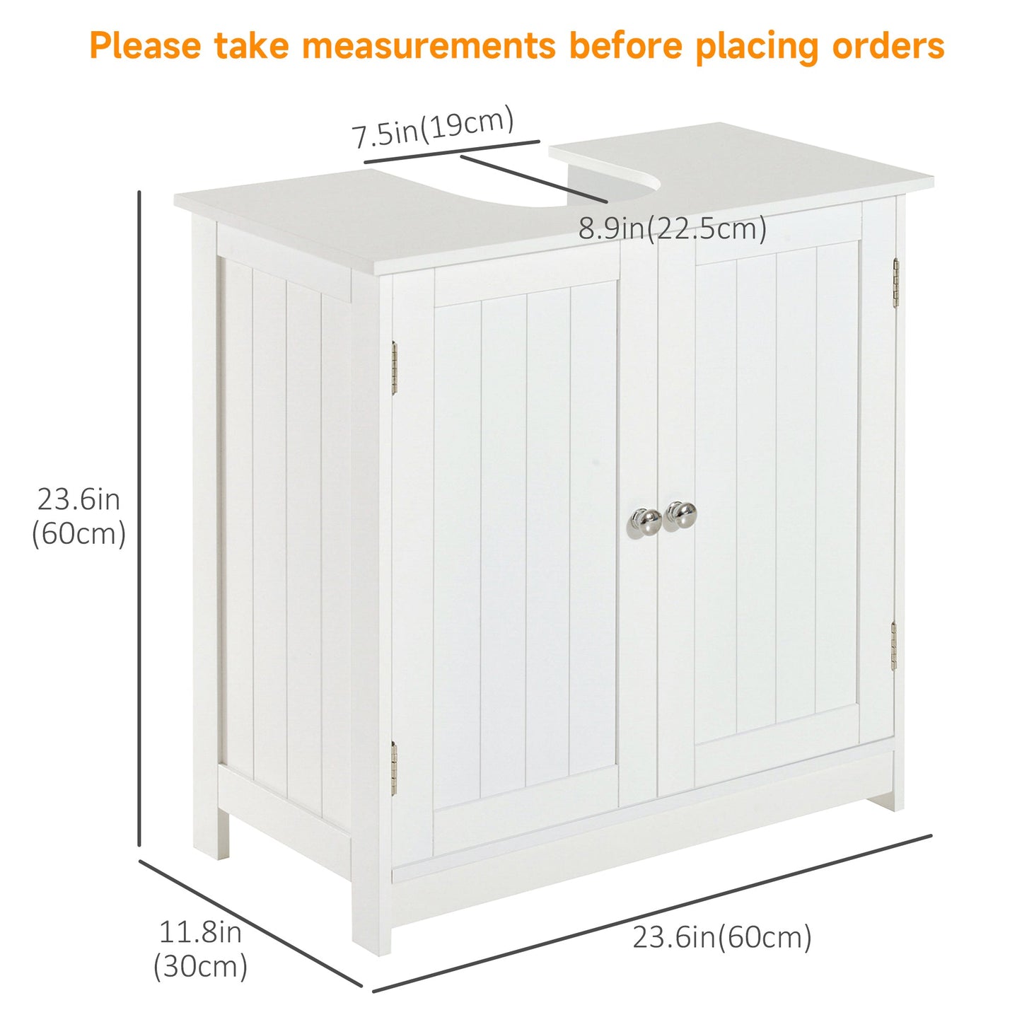 Under Sink Bathroom Cabinet with 2 Doors and Shelf, Pedestal Sink Bathroom Vanity Furniture, White Bathroom Cabinets   at Gallery Canada