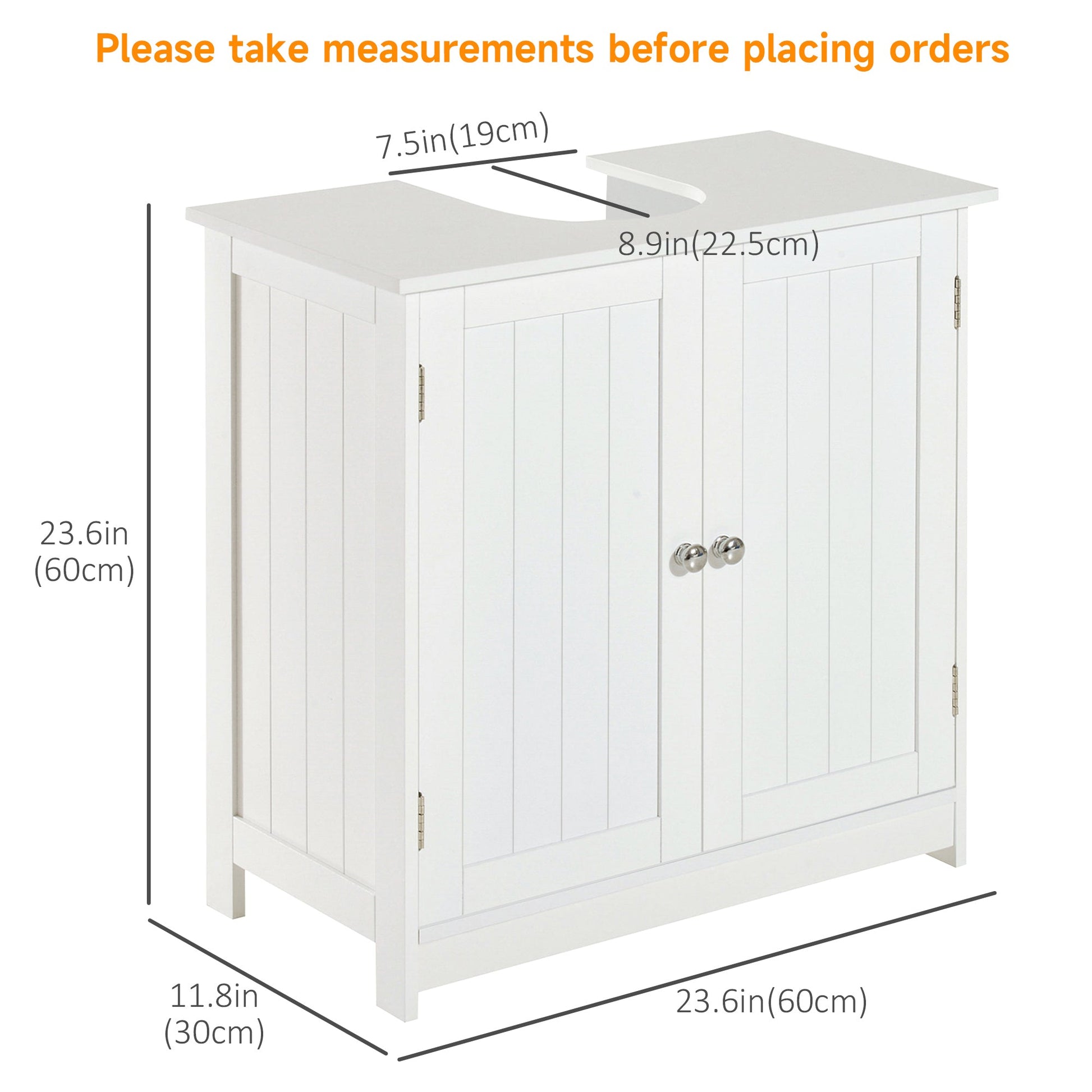 Under Sink Bathroom Cabinet with 2 Doors and Shelf, Pedestal Sink Bathroom Vanity Furniture, White Bathroom Cabinets   at Gallery Canada