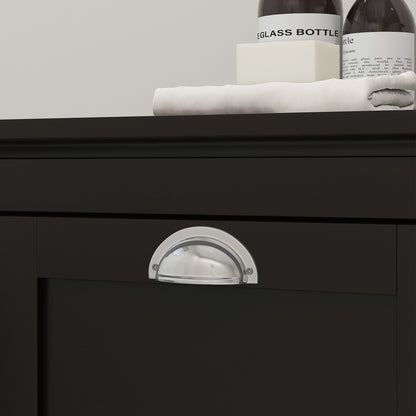 Tilt-Out Laundry Storage Cabinet, Bathroom Storage Organizer with Two-Compartment Tilt Out Hamper, Black Bathroom Cabinets at Gallery Canada