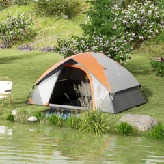 3000mm Waterproof Camping Tent for 2 Man, with Sewn-in Groundsheet and Carry Bag, Grey and Orange Camping Tents Grey and Orange at Gallery Canada