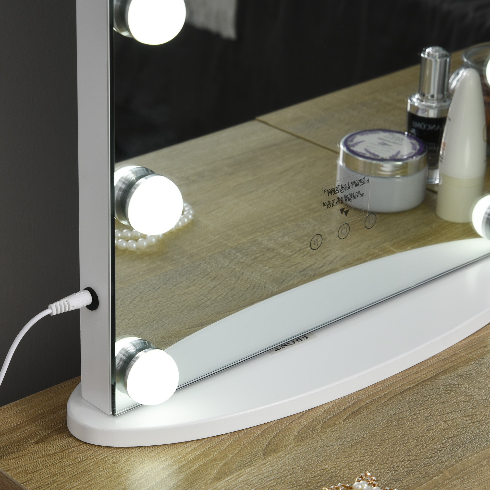 Hollywood Lighted Makeup Mirror with 12 Dimmable LED Bulbs, 3 Lighting Modes, Touch Control, White Wall Mirrors   at Gallery Canada