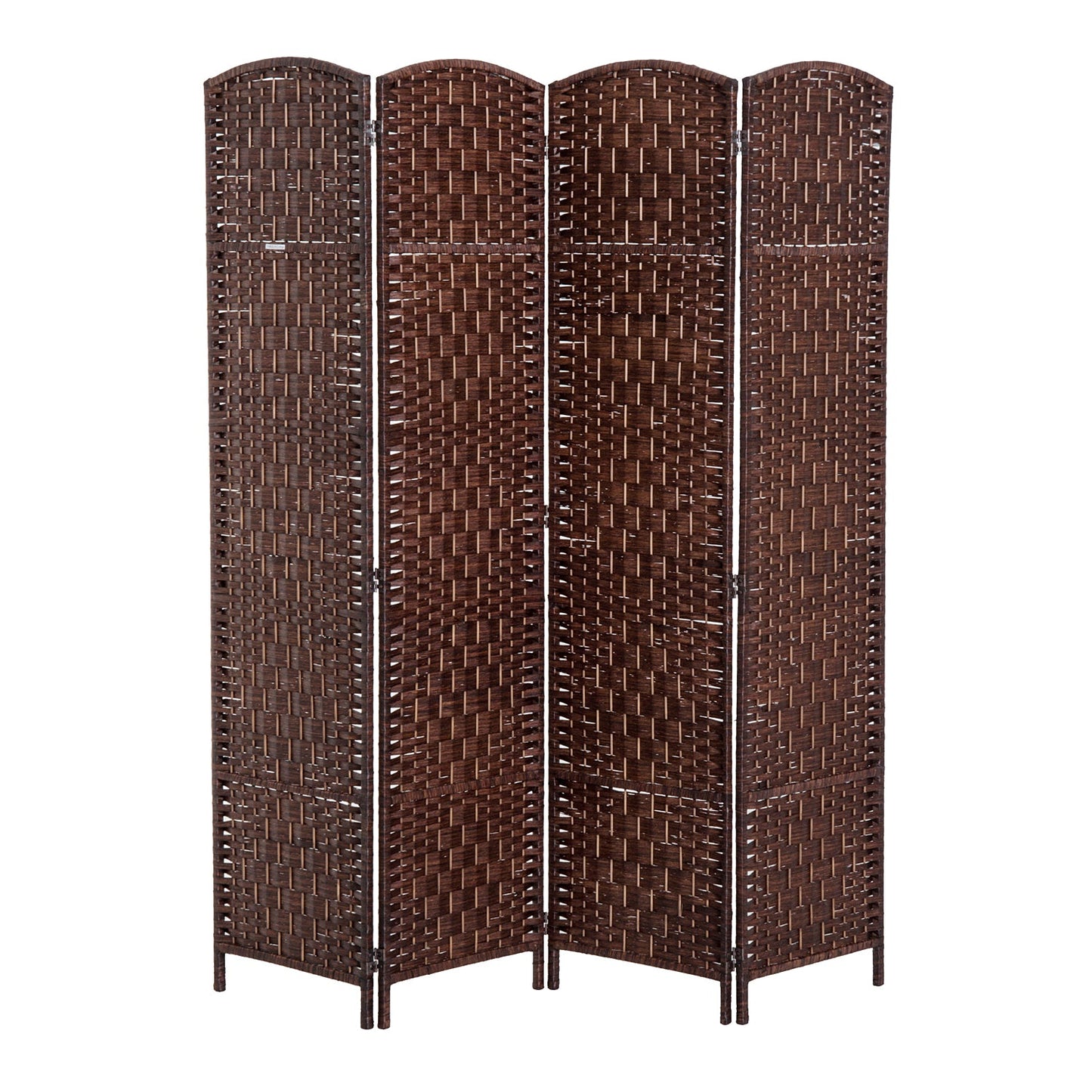 6ft Folding Room Divider, 4 Panel Wall Partition with Wooden Frame for Bedroom, Home Office, Brown Room Dividers Brown  at Gallery Canada