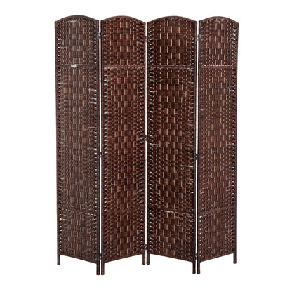 6ft Folding Room Divider, 4 Panel Wall Partition with Wooden Frame for Bedroom, Home Office, Brown Room Dividers Brown  at Gallery Canada