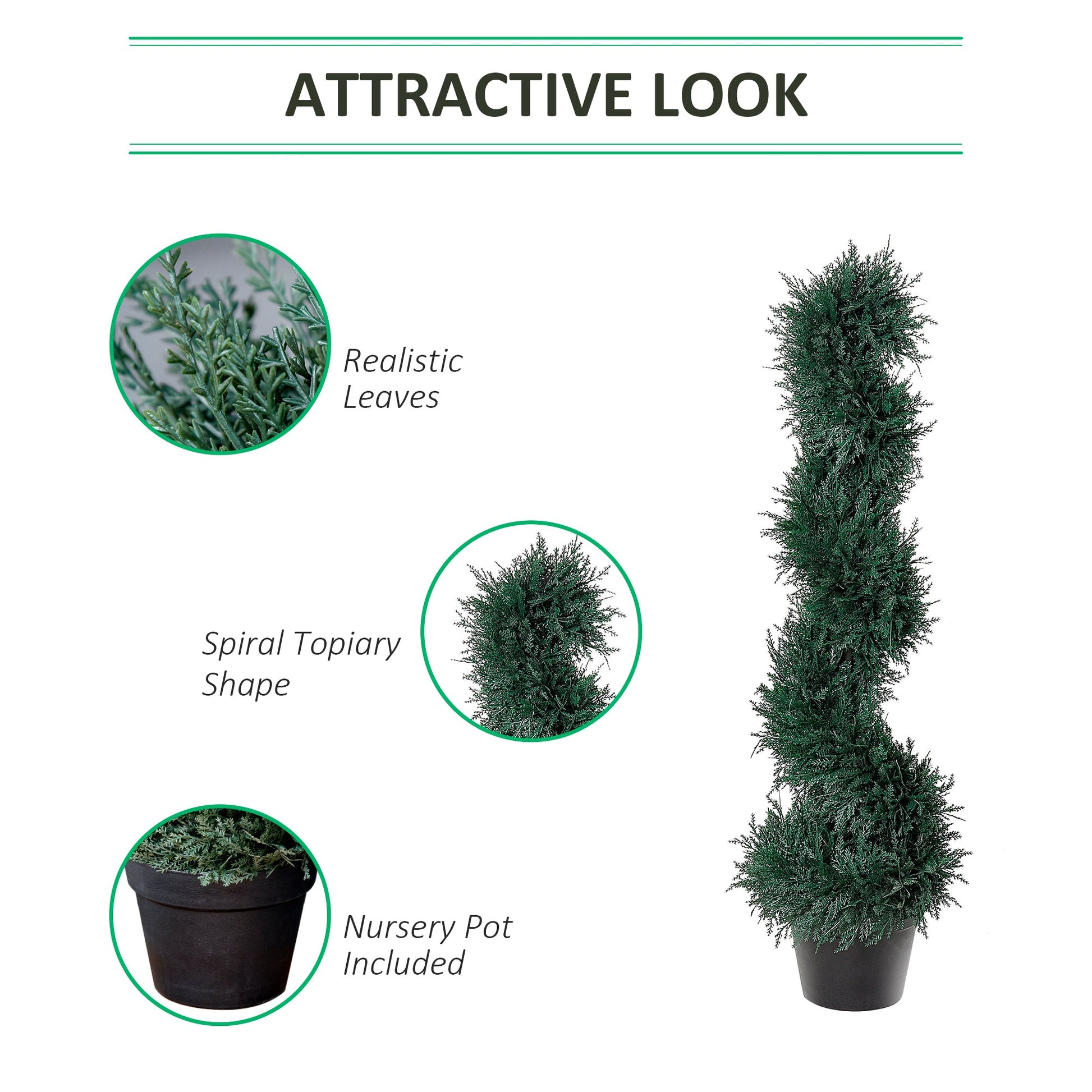 35.5" Topiary Trees Artificial Faux Fakes Spiral Plant Green Cedar Tree Indoor Outdoor Decor with Nursery Pot Artificial Trees   at Gallery Canada