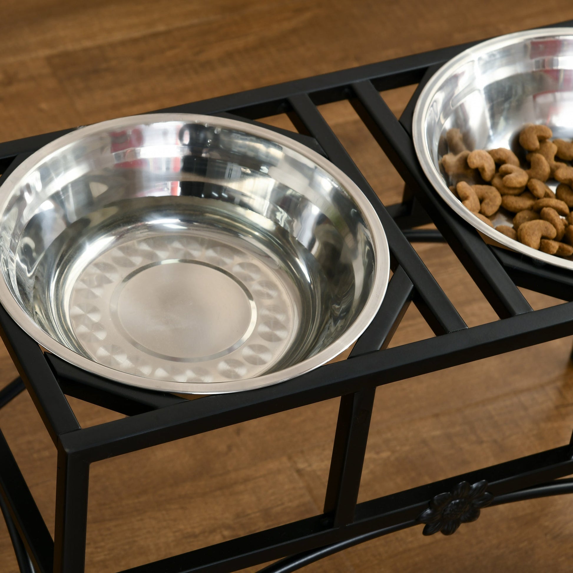 Feeding Station with Sleek and Heavy-Duty Materials, Stainless Steel Elevated Dog Bowls, Black Dog Bowls   at Gallery Canada