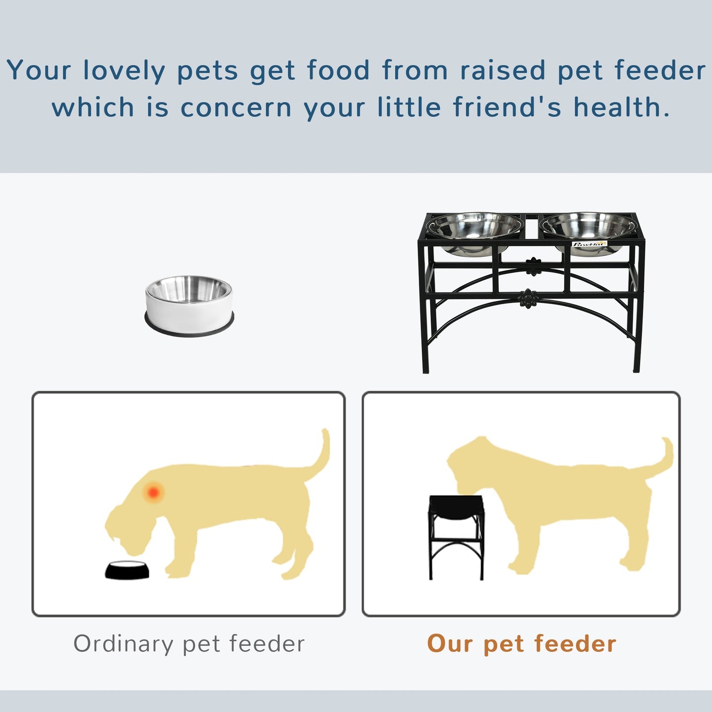 Feeding Station with Sleek and Heavy-Duty Materials, Stainless Steel Elevated Dog Bowls, Black Dog Bowls   at Gallery Canada