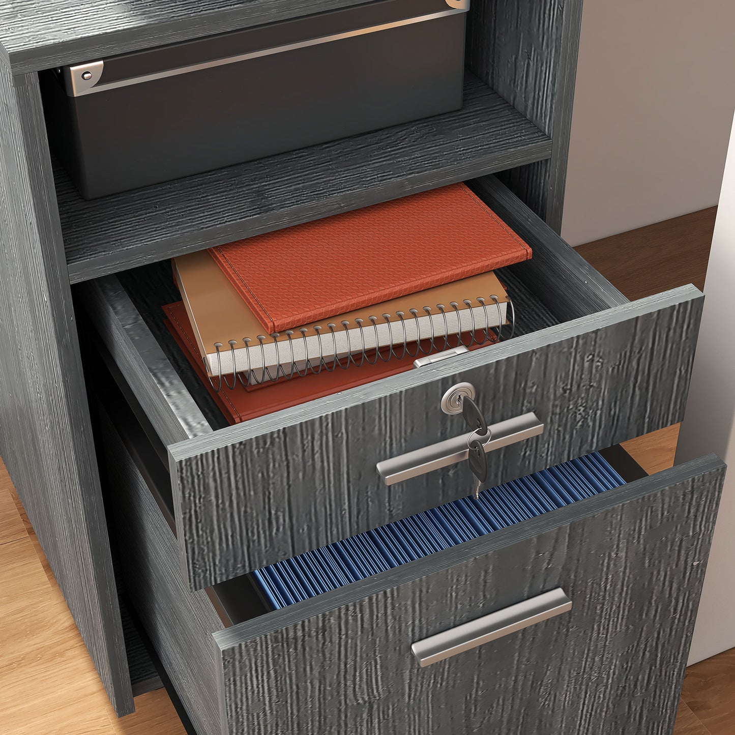 Small Filing Cabinet with 2 Drawers, Lockable Home Office Storage Cabinets on Wheels for A4, Letter Size, Grey Office Cabinets & Cupboards   at Gallery Canada