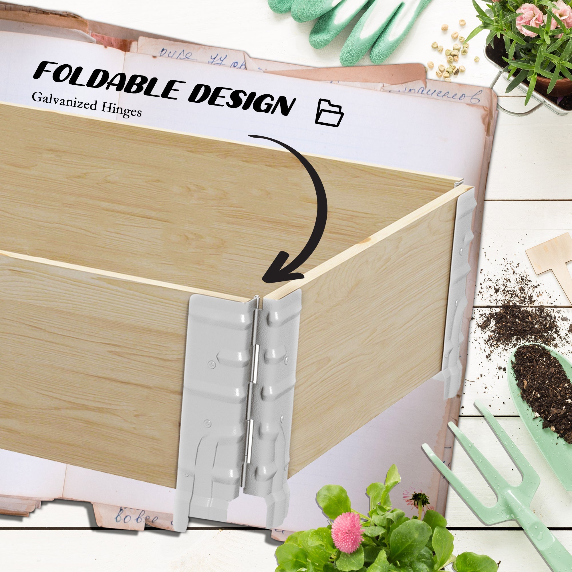 Raised Garden Bed, Foldable Wooden Planters for Outdoor Vegetables, Flowers, Herbs, Plants, Easy Assembly Wooden Planter Boxes   at Gallery Canada