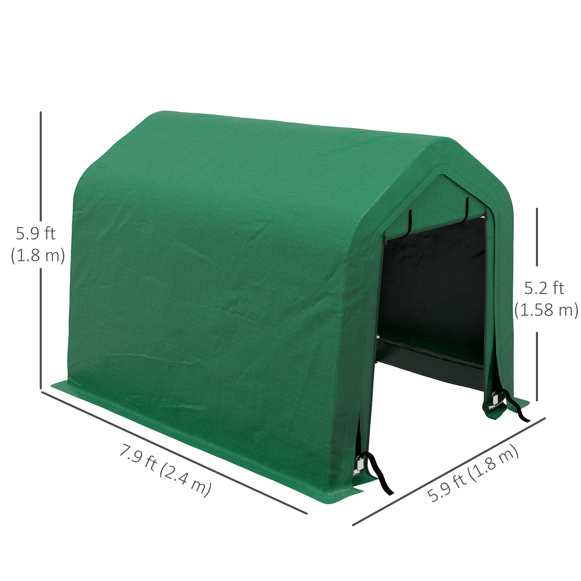 8' x 6' Carport with Sidewalls and Roll-up Door, Outdoor Storage Shelter for Motorcycle and Car, Green Car Shelters at Gallery Canada