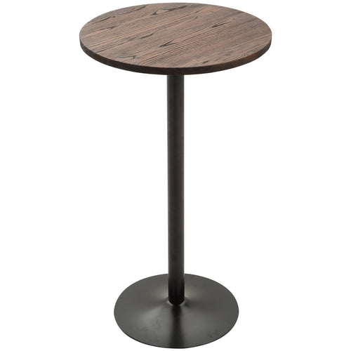 Round Bar Table 42 Inch Height, Industrial High Bistro Table with Metal Base and Elm Wood Top, Bar Height Table for Kitchen, Pub, Breakfast Area