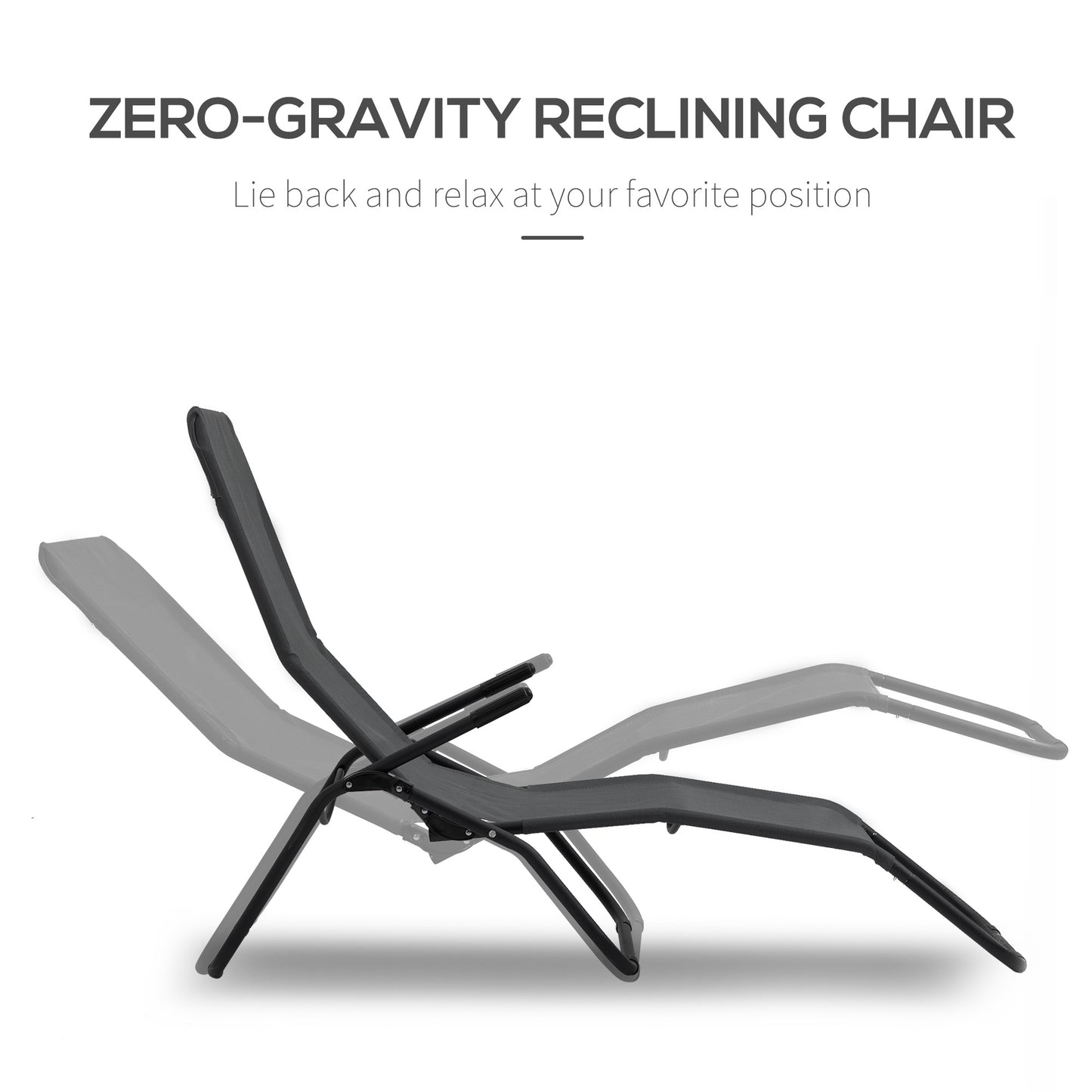 Zero Gravity Reclining Patio Lounge Chair with Footrests and Armrests, Black Lounger Chairs   at Gallery Canada