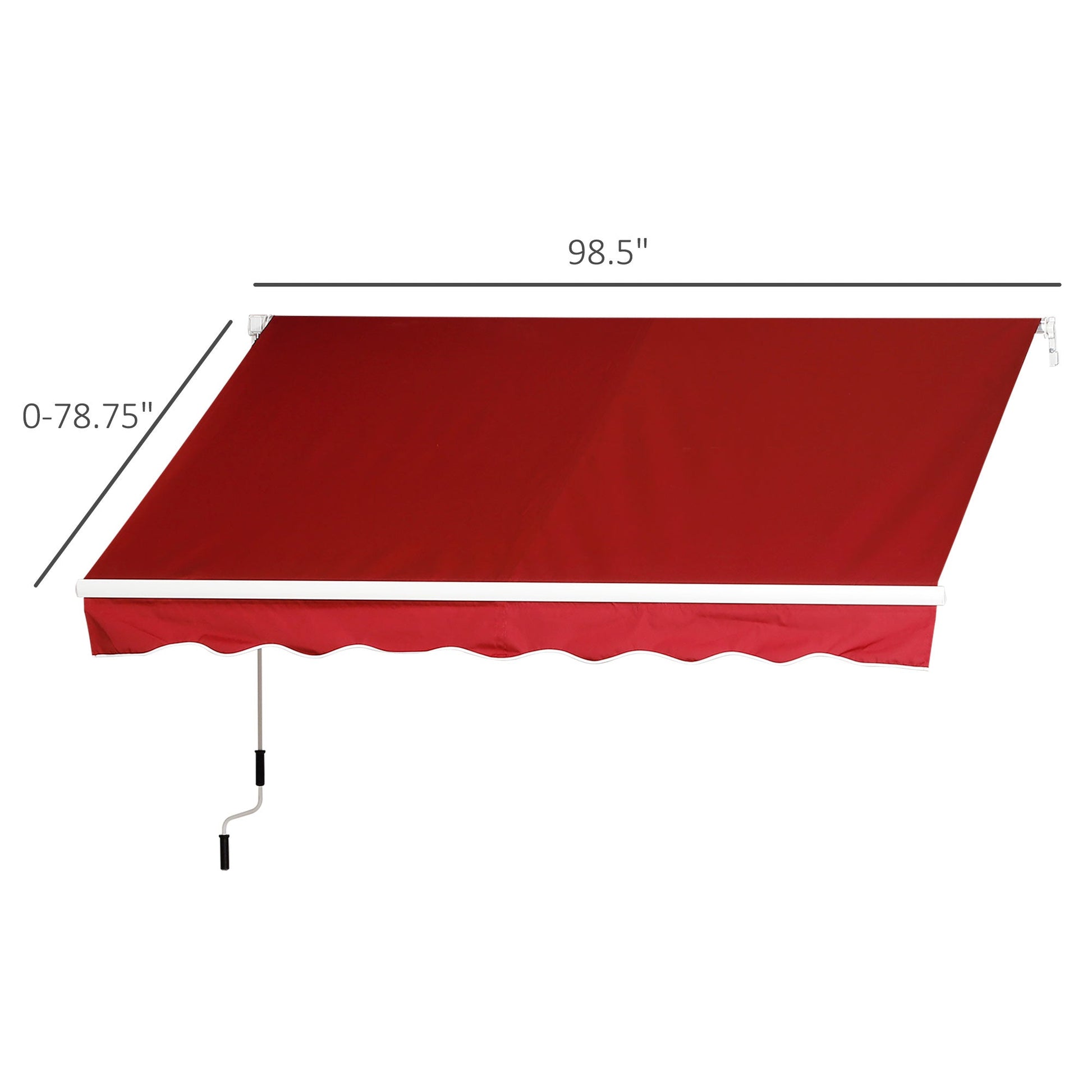 8'x7' Patio Awning Manual Retractable Sun Shade Outdoor Deck Canopy Shelter, Wine Red Deck Awnings   at Gallery Canada