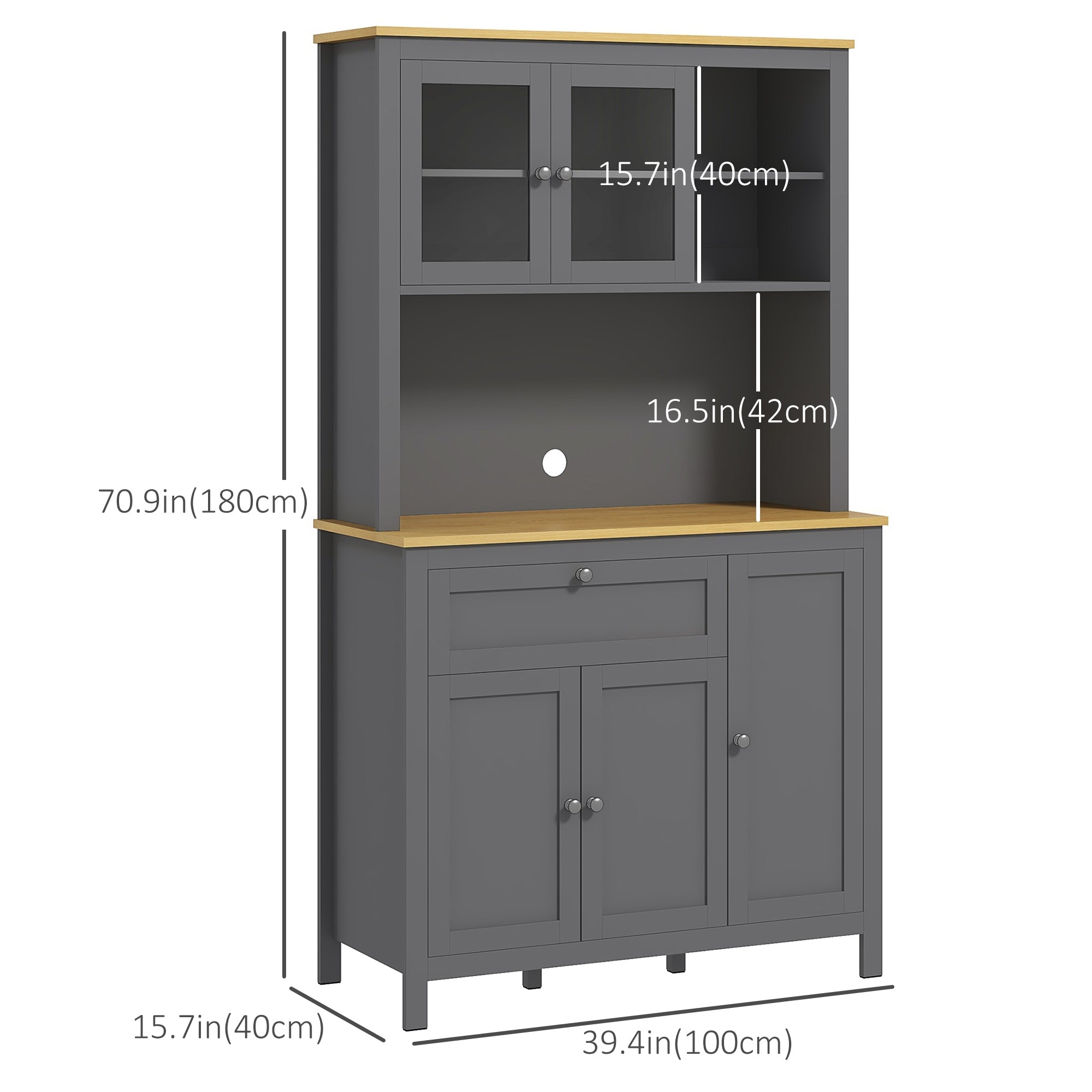 5-Door Kitchen Pantry Cabinet, Freestanding Storage Cabinet Cupboard with Adjustable Shelves, 71